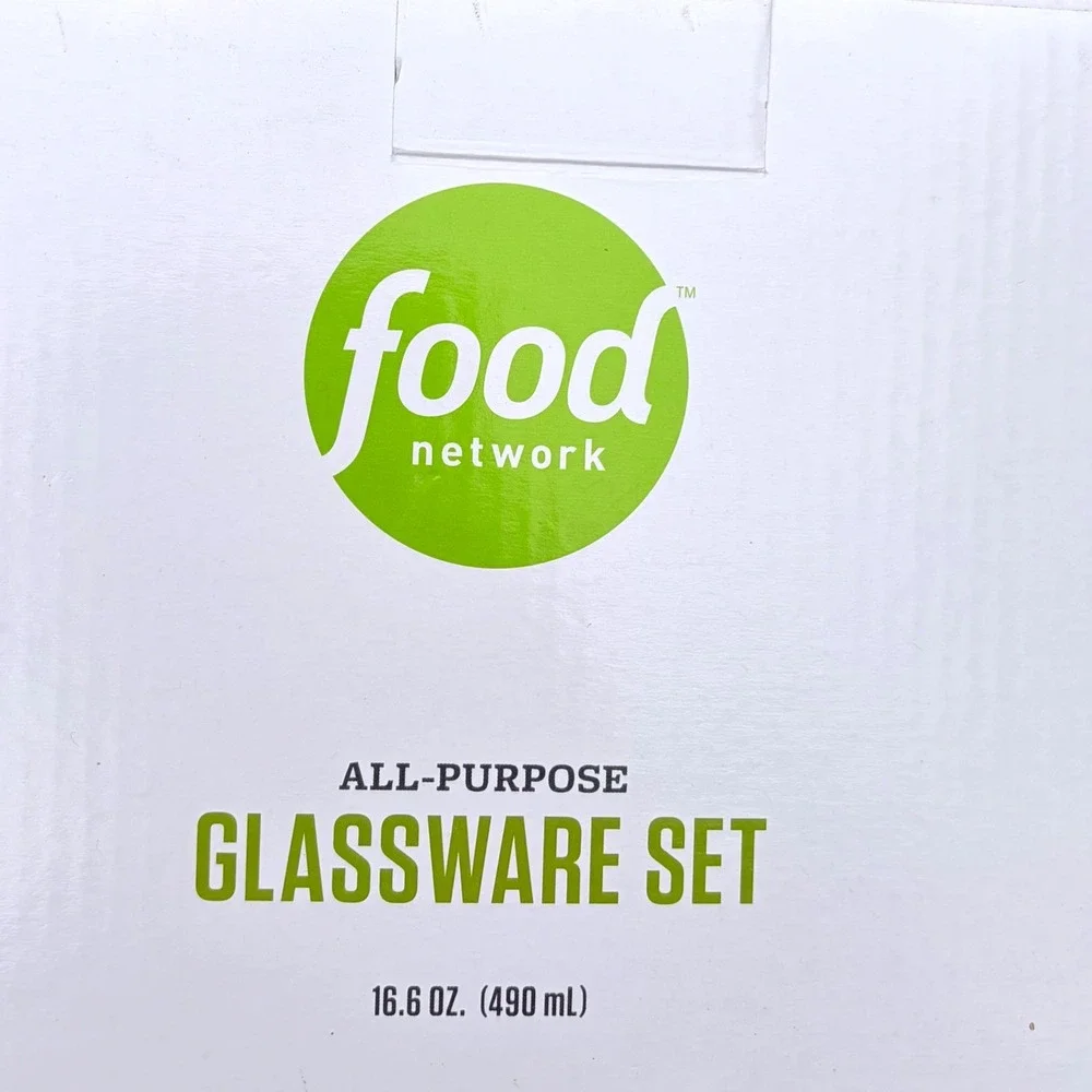 Food Network Drink Up All-Purpose Glassware Set 4 Piece 16.6 oz Multi-Color NEW